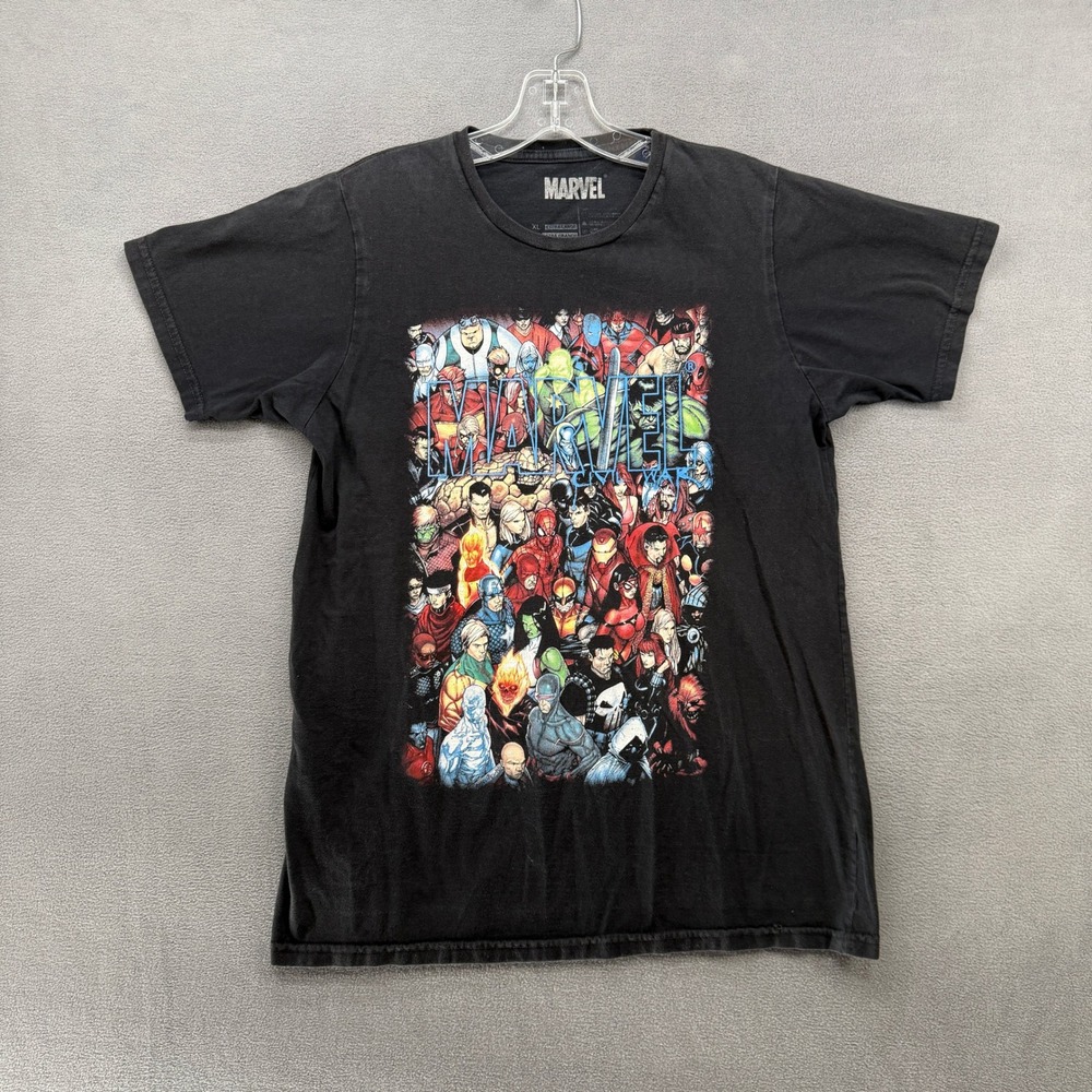 Marvel Civil War Graphic Tee Black Kids XL Mad Engine Superhero Collage Shirt